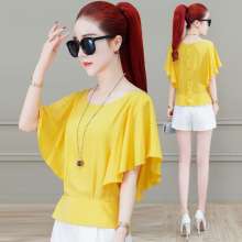 Summer short-sleeved two wear women 2019 new fashion ruffled blouse summer cover belly slimming small shirt (top 1)