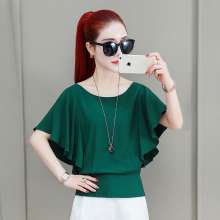 Summer short-sleeved two wear women 2019 new fashion ruffled blouse summer cover belly slimming small shirt (top 1)