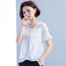 Chiffon shirt short-sleeved female summer loose cover belly slim shirt 2019 new temperament small shirt [DM] (with a jacket inside 6)