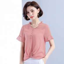 Chiffon shirt short-sleeved female summer loose cover belly slim shirt 2019 new temperament small shirt [DM] (with a jacket inside 6)