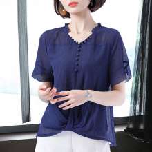 Chiffon shirt short-sleeved female summer loose cover belly slim shirt 2019 new temperament small shirt [DM] (with a jacket inside 6)