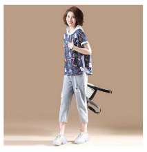 Cartoon print hooded T-shirt women's short-sleeved loose 2019 summer new Korean version of the large-size shirt tops tide (tops 9)
