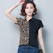 2019 spring and summer new shirt short-sleeved loose printed color matching shirt women's fashion professional trend [DM] (tops take 11)
