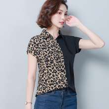 2019 spring and summer new shirt short-sleeved loose printed color matching shirt women's fashion professional trend [DM] (tops take 11)