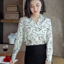 2019 spring and autumn new simulation silk shirt female long-sleeved silk shirt h389 (tops take 19)