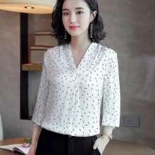 2019 spring and autumn new simulation silk shirt female long-sleeved silk shirt h389 (tops take 19)