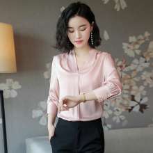 2019 spring and autumn new simulation silk shirt female long-sleeved silk shirt h389 (tops take 19)
