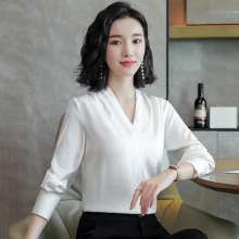2019 spring and autumn new simulation silk shirt female long-sleeved silk shirt h389 (tops take 19)