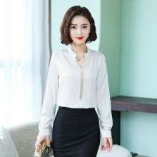 2019 spring new heavy satin base shirt was thin v-neck tassel simulation silk shirt i828 (top coat 20)