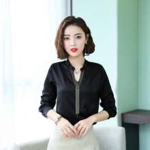2019 spring new heavy satin base shirt was thin v-neck tassel simulation silk shirt i828 (top coat 20)
