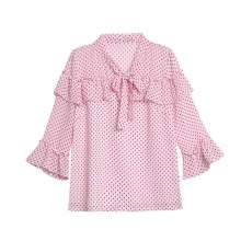 2019 new Korean version of the fairy jacket wild mid-season sleeve bow temperament ladies shirt (upper 28)