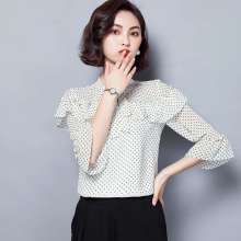 2019 new Korean version of the fairy jacket wild mid-season sleeve bow temperament ladies shirt (upper 28)