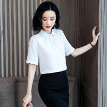 New slim shirt female summer short-sleeved casual chiffon shirt [DB] (upper 30)