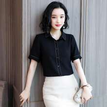 New slim shirt female summer short-sleeved casual chiffon shirt [DB] (upper 30)