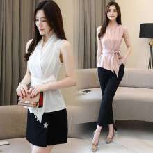 2019 spring wild OL professional shirt female V-neck shirt was thin chiffon shirt shirt k704 (tops take 39)