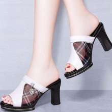 2019 European and American sandals and slippers women's summer high-heeled fish mouth thick with waterproof platform fashion women's shoes (shoes 1)