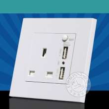 13A British standard socket with switch with dual USB charging square foot square hole switch panel Hong Kong British British standard socket