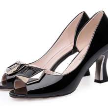 2019 spring and summer new European and American fish mouth type female sandals fashion thick with square buckle women's shoes bk028 k264 (shoes 20)