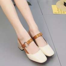 [New single shoes] 2019 spring and summer new European station women's shoes hollow square head with a pair of shoes WLDF-3 j234 (shoes 24)