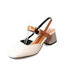 [New single shoes] 2019 spring and summer new European station women's shoes hollow square head with a pair of shoes WLDF-3 j234 (shoes 24)