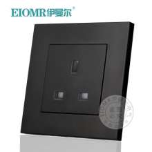 13A British standard socket pure black British square hole square foot switch switch panel British standard 3 hole British style Hong Kong socket