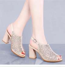 2019 new sexy high-heeled female Korean version of the thick with fish mouth shoes yarn spinning table chair buckle women's shoes j706 (shoes 26)