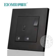 Foreign trade 13A British Hong Kong socket pure black square feet square hole switch panel British standard country socket British standard socket