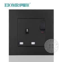 Foreign trade 13A British Hong Kong socket pure black square feet square hole switch panel British standard country socket British standard socket