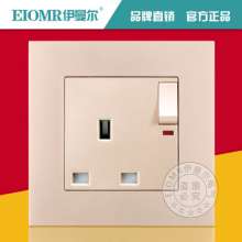 Foreign trade 13A British Hong Kong socket champagne gold switch panel British standard country socket square feet square hole British standard socket