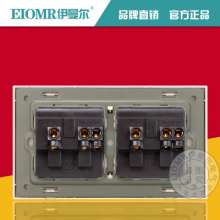 香槟金色146型二位三孔英式面板英国方脚方孔外贸英标英规插座13A香港插座