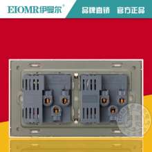 Champagne gold with switch 146 type two English 13A Hong Kong socket square hole indicator British standard with 4 dual USB socket