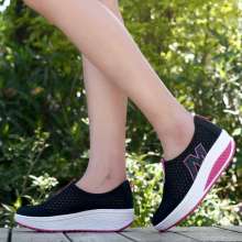 2019 spring and summer new rocking shoes breathable women's shoes casual sports platform shoes wedges single shoes mesh shoes (shoes 36)
