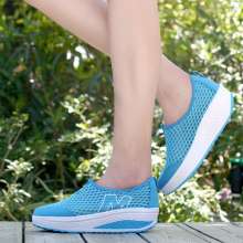 2019 spring and summer new rocking shoes breathable women's shoes casual sports platform shoes wedges single shoes mesh shoes (shoes 36)