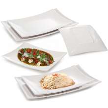 A5 mix-amine white rectangular plate creative warping Angle plate mix-amine imitation porcelain stir-fry plate Japanese sushi plate placed dish dish stir-fry
