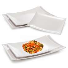 A5 mix-amine white rectangular plate creative warping Angle plate mix-amine imitation porcelain stir-fry plate Japanese sushi plate placed dish dish stir-fry