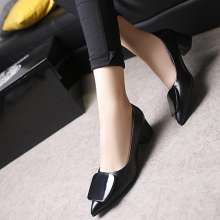 Fashion classic single shoes 2019 summer new wild temperament high heels thick with shallow mouth work shoes women's shoes (shoes 53)