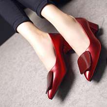 Fashion classic single shoes 2019 summer new wild temperament high heels thick with shallow mouth work shoes women's shoes (shoes 53)
