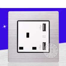 86 type 13A British standard socket with dual USB charging square foot square hole switch panel Hong Kong British British standard socket