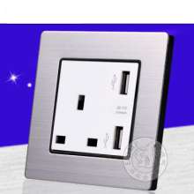 86 type 13A British standard socket with dual USB charging square foot square hole switch panel Hong Kong British British standard socket