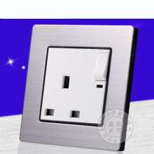 Foreign trade 13A British Hong Kong socket stainless steel brushed square feet square hole switch socket panel British standard British standard