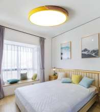 Simple modern living room lamp macaron children's room round lamp led Nordic study bedroom lamp wood ceiling lamp