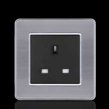 Stainless steel 13A British standard socket square hole square foot switch socket panel British standard 3 hole 86 British Hong Kong version socket