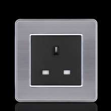 Stainless steel 13A British standard socket square hole square foot switch socket panel British standard 3 hole 86 British Hong Kong version socket