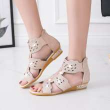 2019 summer new female sandals wedge with Korean version of the wild Roman sandals women's shoes with diamonds in the heel (shoes 60)