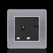 13A British Hong Kong socket stainless steel square foot square hole switch socket panel British standard British standard foreign trade socket