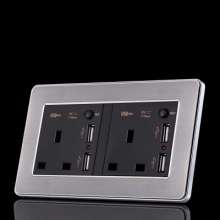 146 type two English 13A square foot with 4USB with switch Hong Kong socket square hole British standard British standard socket panel