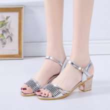 2019 summer new Korean version with solid color thick heel with fashion wild sandals (shoes 62)