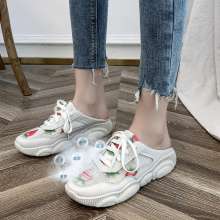 Mesh strawberry half drag female 2019 new breathable slippers bear bottom casual sandals wild comfortable sports shoes (shoes 66)