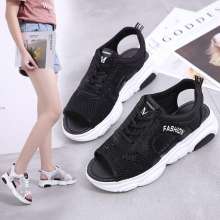 2019 summer new women's fish mouth sandals fashion casual mesh shoes with wild students platform shoes women's shoes (shoes 68)