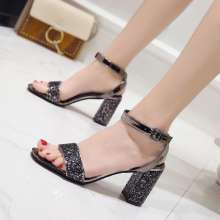 2019 new Korean version of the thick with the wild with a word buckle with Roman women's shoes (shoes 77)